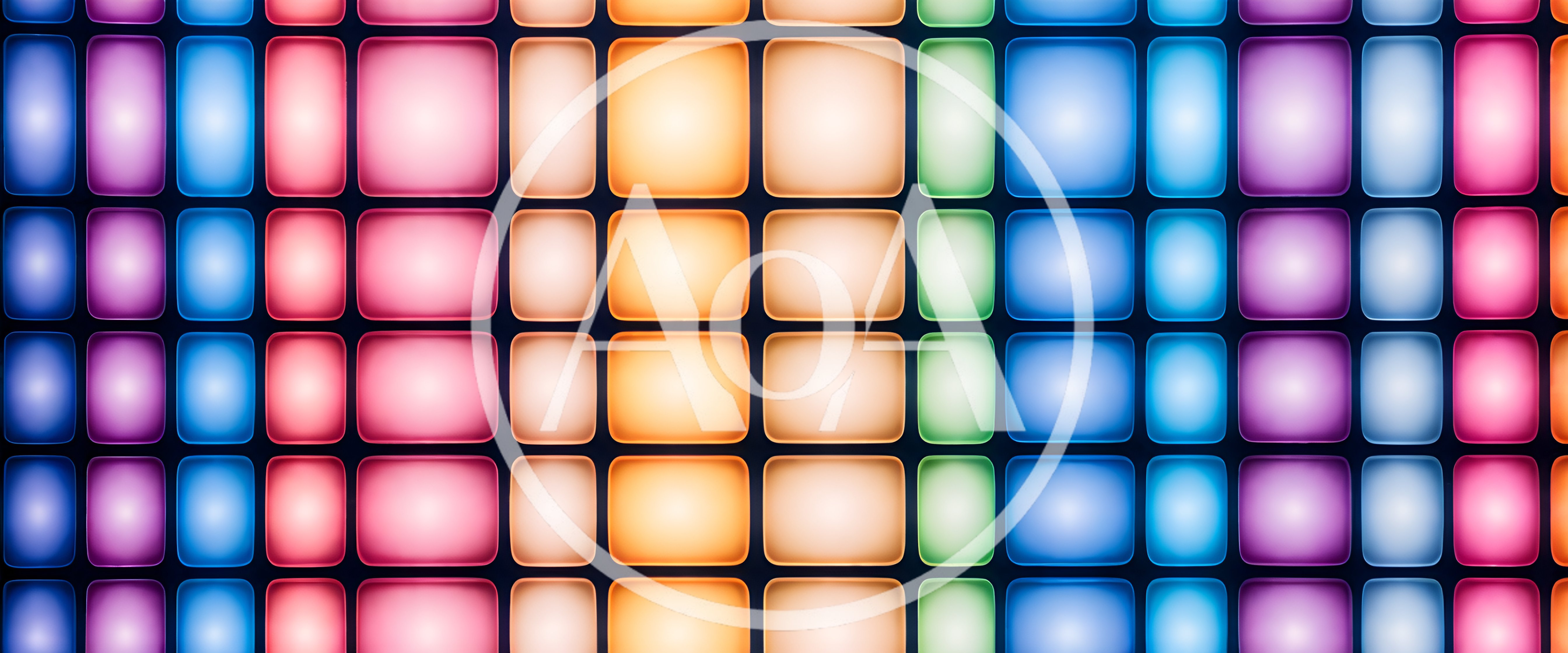 Abstract Background Of Glowing Colorful Square Light Panels