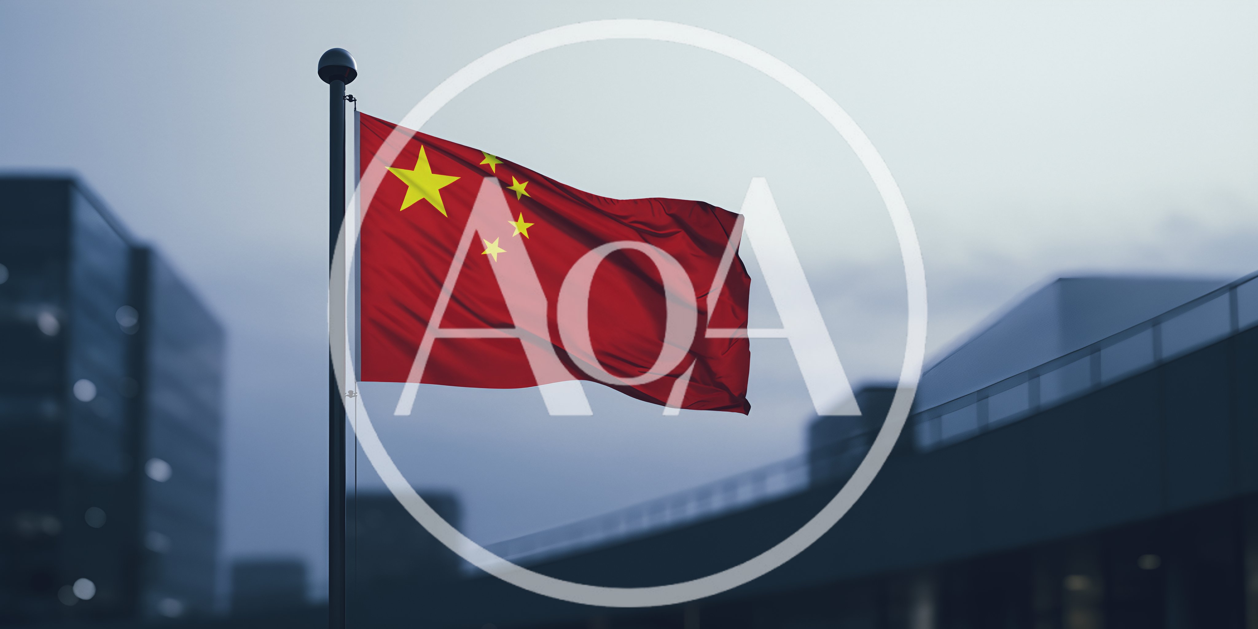 Flag Of China Waving On A Flagpole
