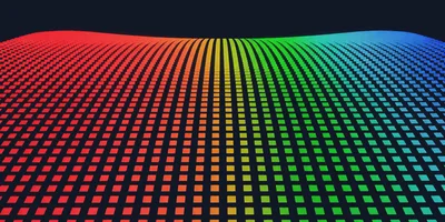 Abstract Digital Grid With Rainbow Gradient Wave Motion