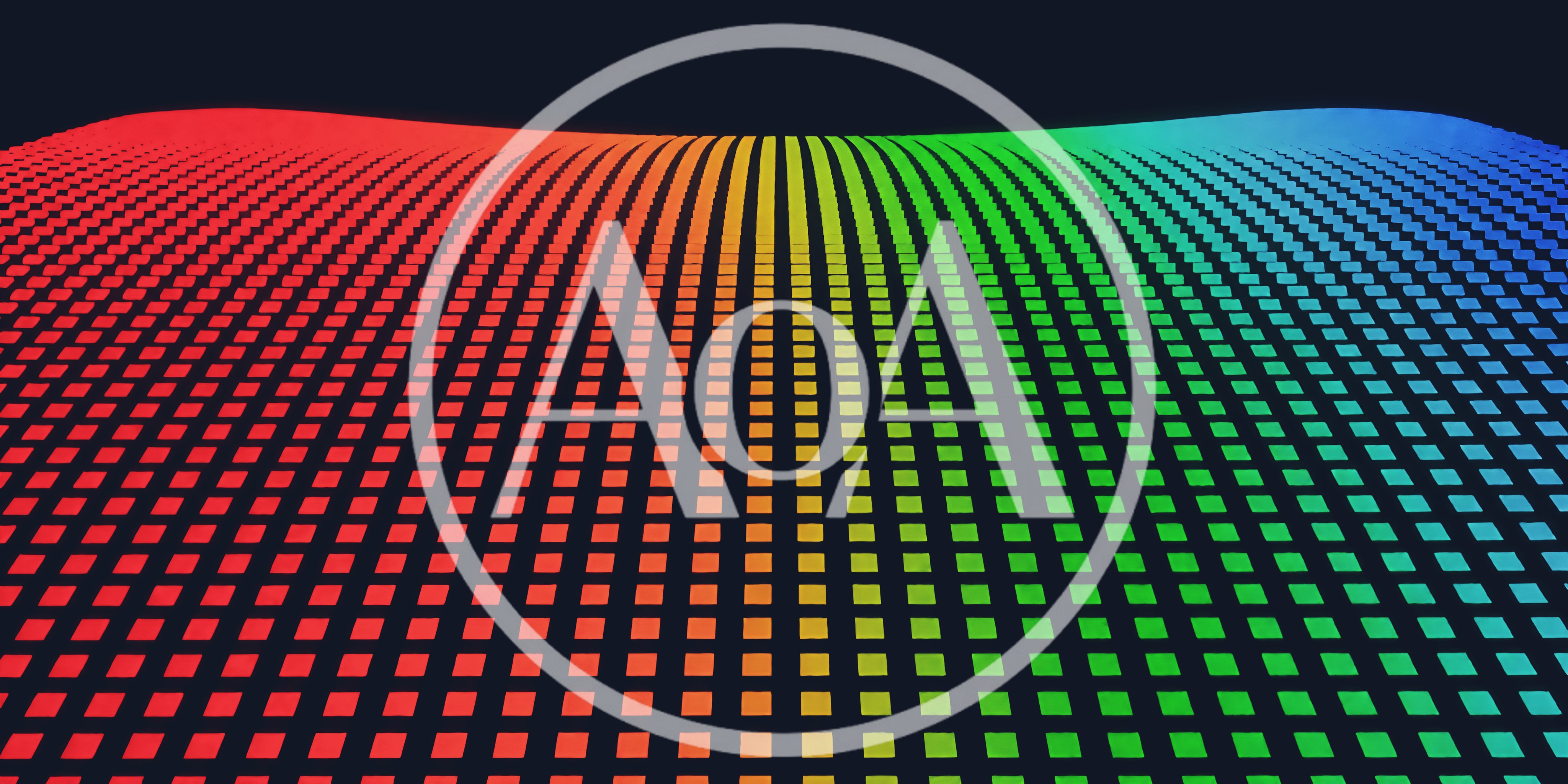 Abstract Digital Grid With Rainbow Gradient Wave Motion