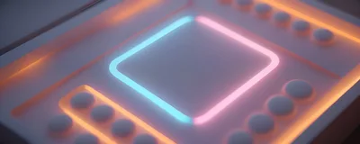 Abstract Futuristic Control Panel With Glowing Neon Lights