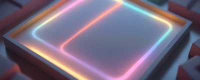Abstract Neon Glowing Square Frame On Dark Background