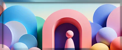 Abstract 3D Geometric Shapes With Pastel Colors