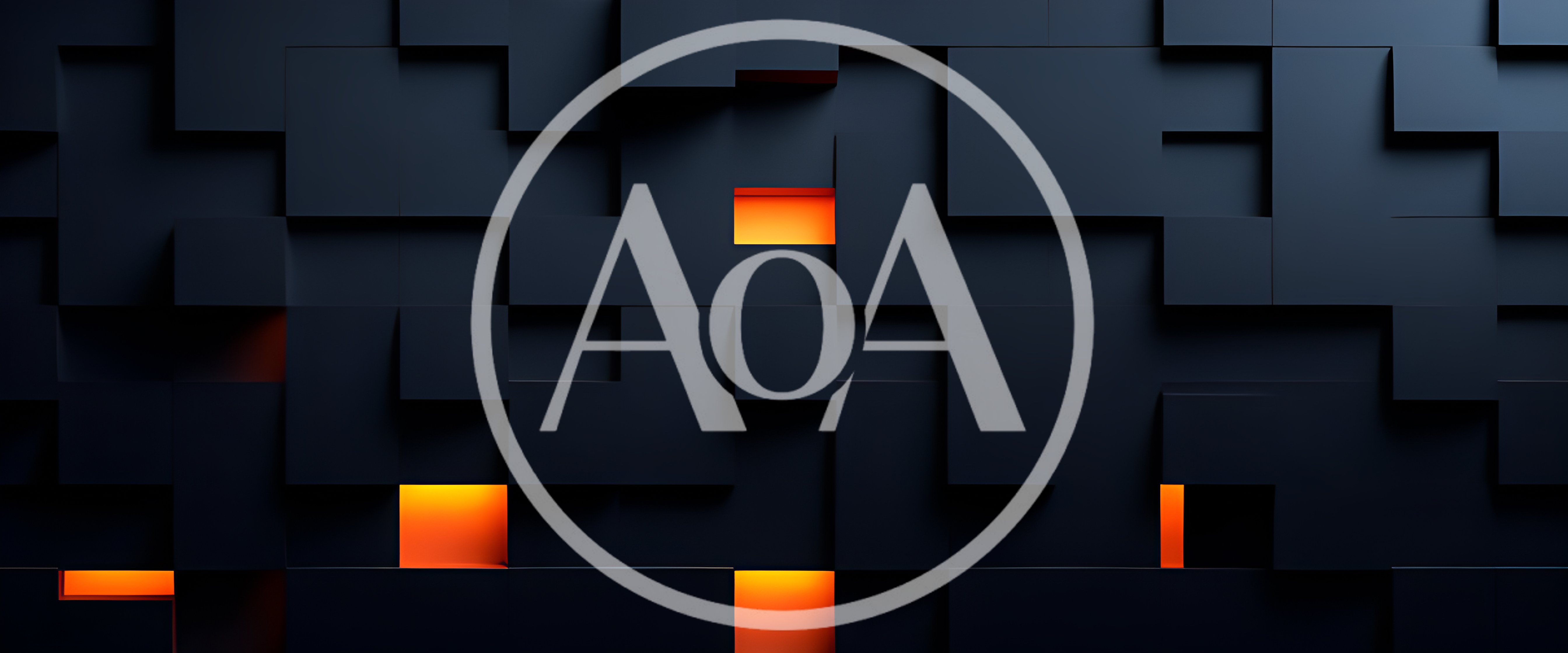 Abstract Dark Geometric Wall With Glowing Orange Lights