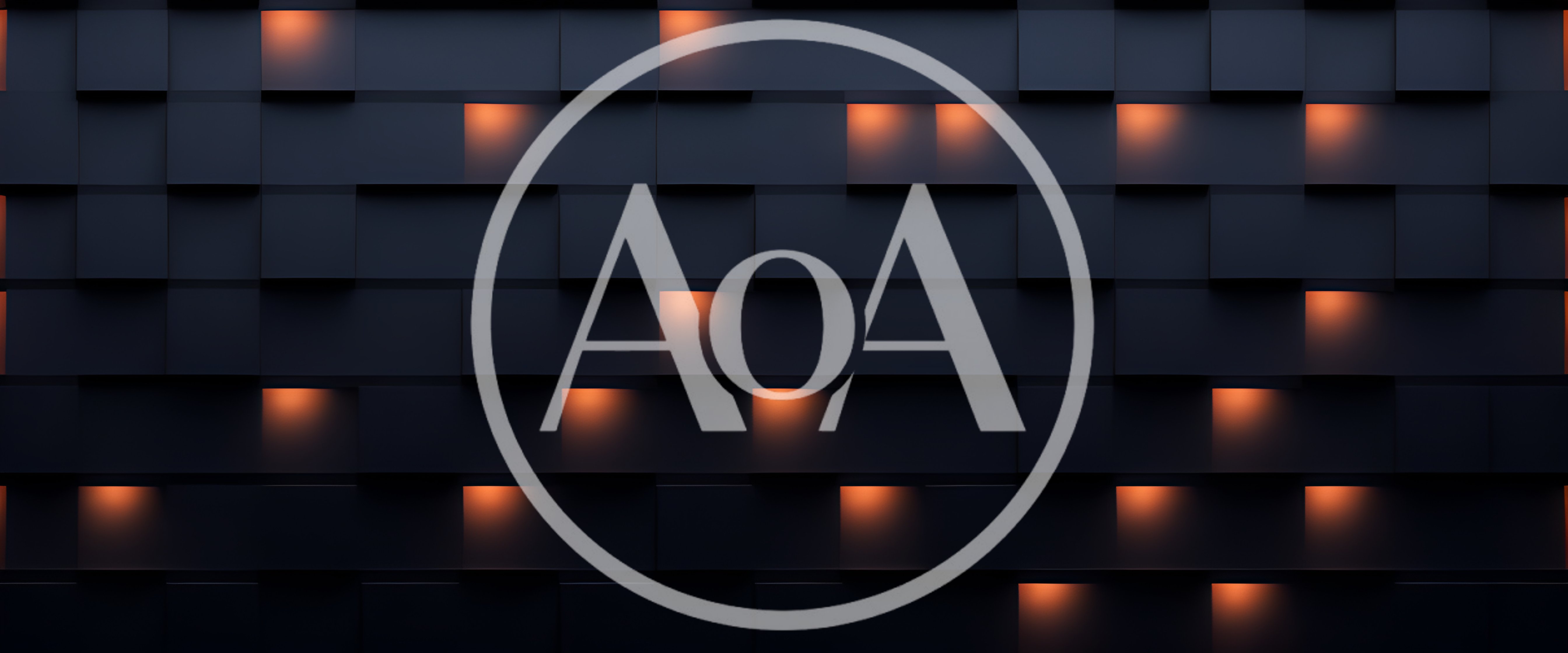 Abstract Dark Geometric Wall With Glowing Orange Lights