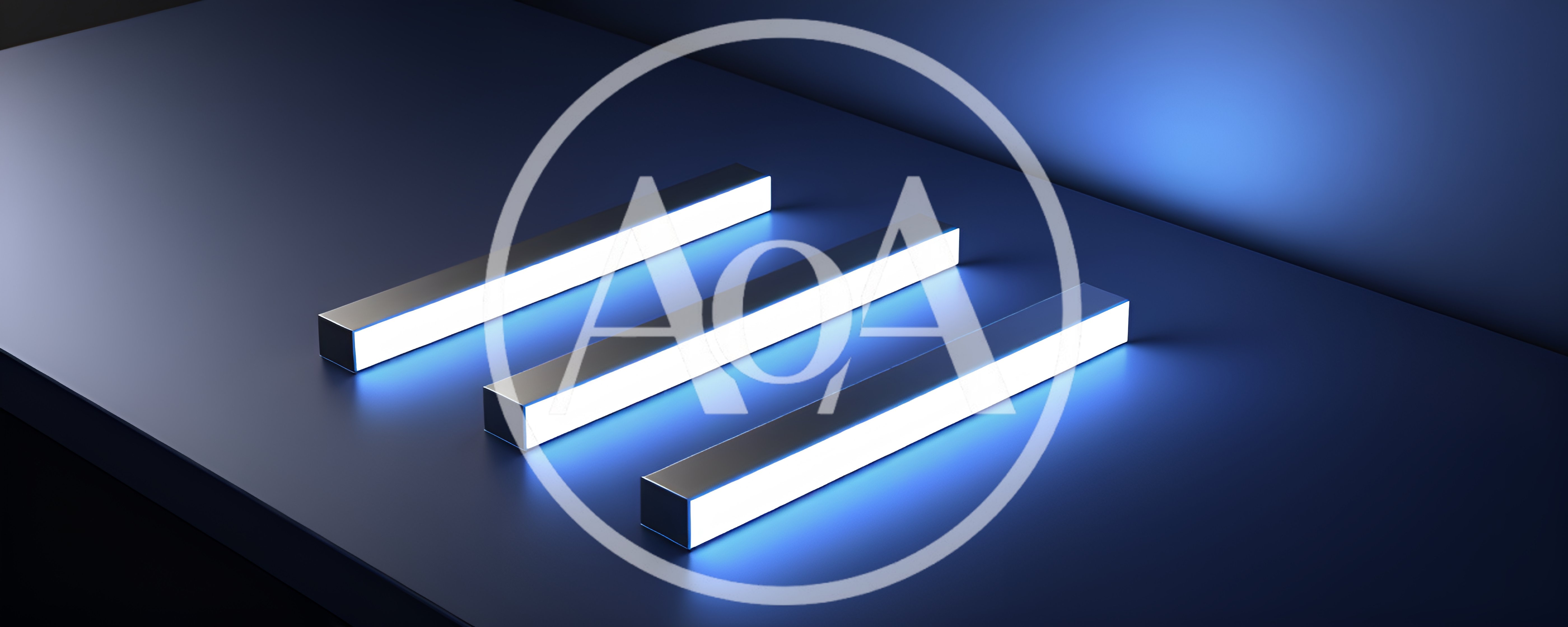 Three Glowing Rectangular Light Bars On Dark Surface