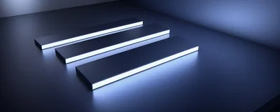Three Glowing Rectangular Platforms On Dark Surface