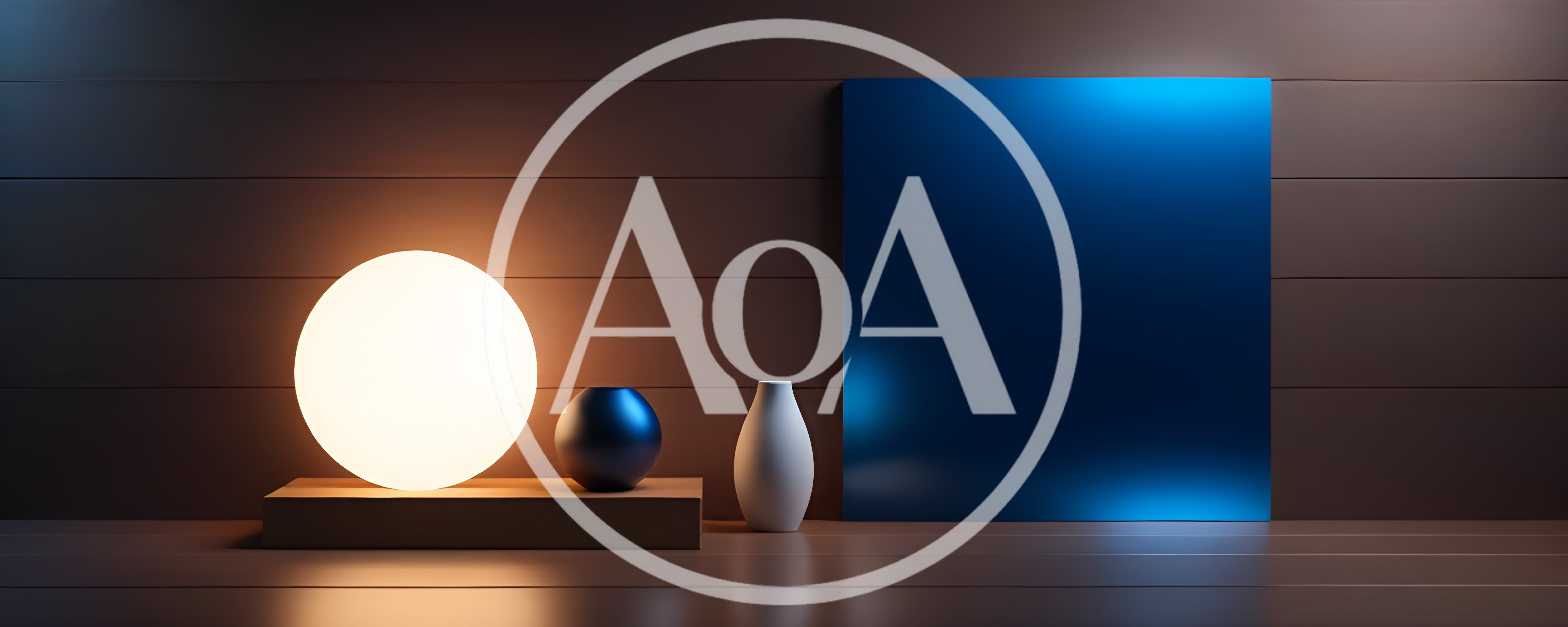 Minimalist Interior Design With Glowing Sphere And Blue Panel