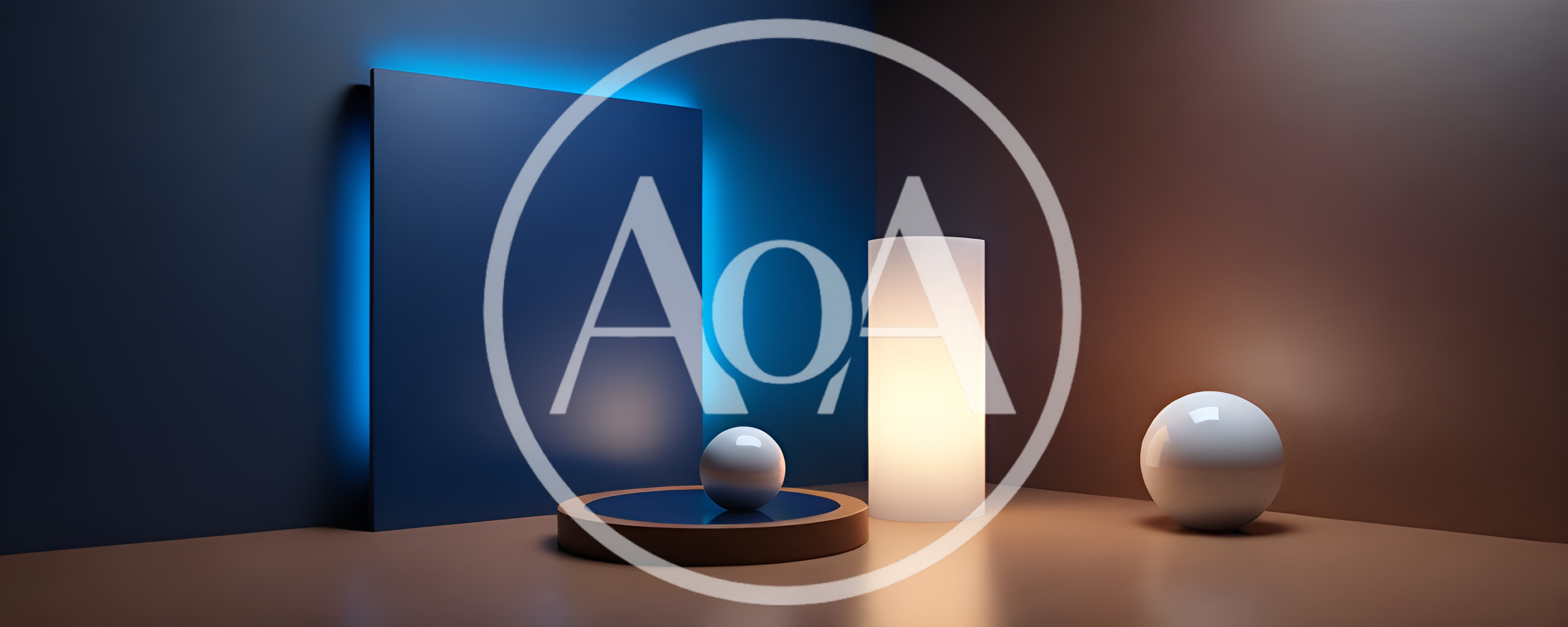 Minimalist 3D Abstract Scene With Glowing Light Pillars