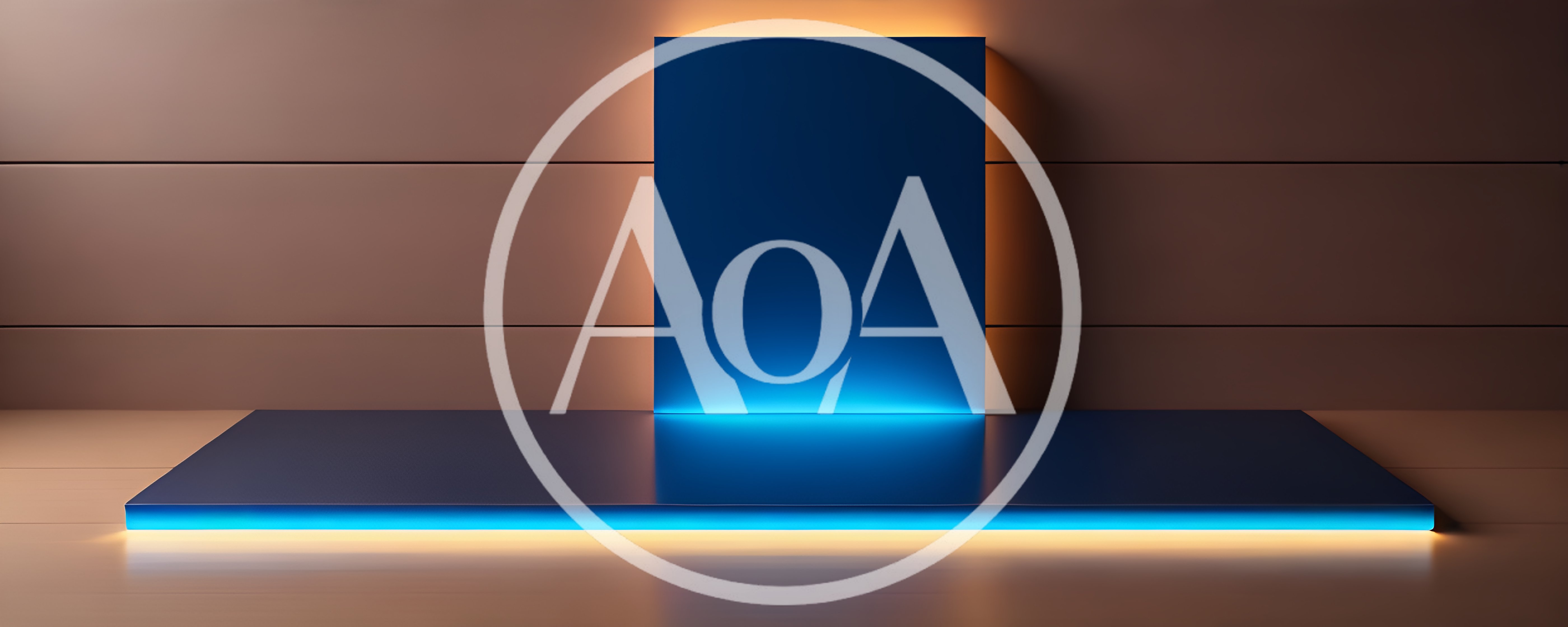 Minimalist Blue Podium With Glowing Neon Light Effects