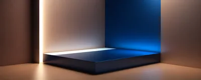 Minimalist Blue Product Display Podium With Warm Lighting