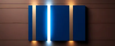 Modern Blue Wall Panels With Glowing Light Strips