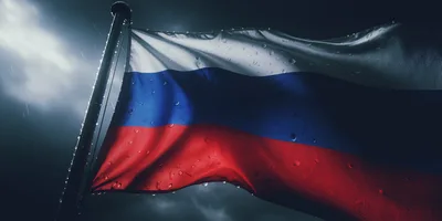 Russian Flag Waving In Stormy Weather