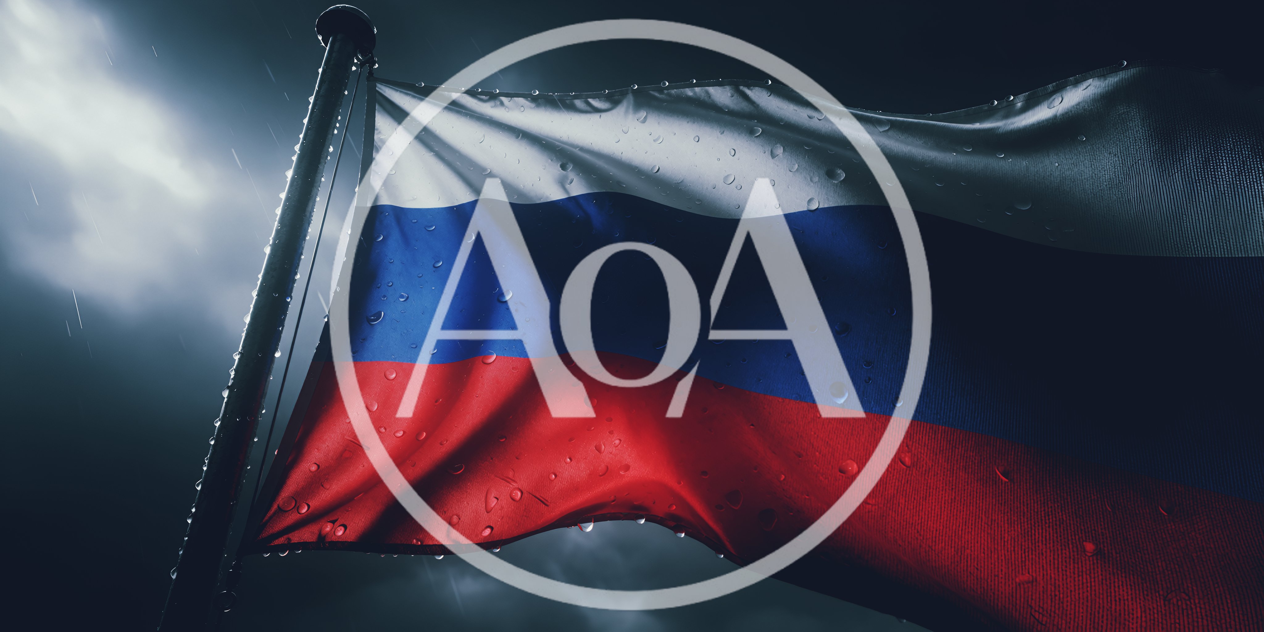 Russian Flag Waving In Stormy Weather
