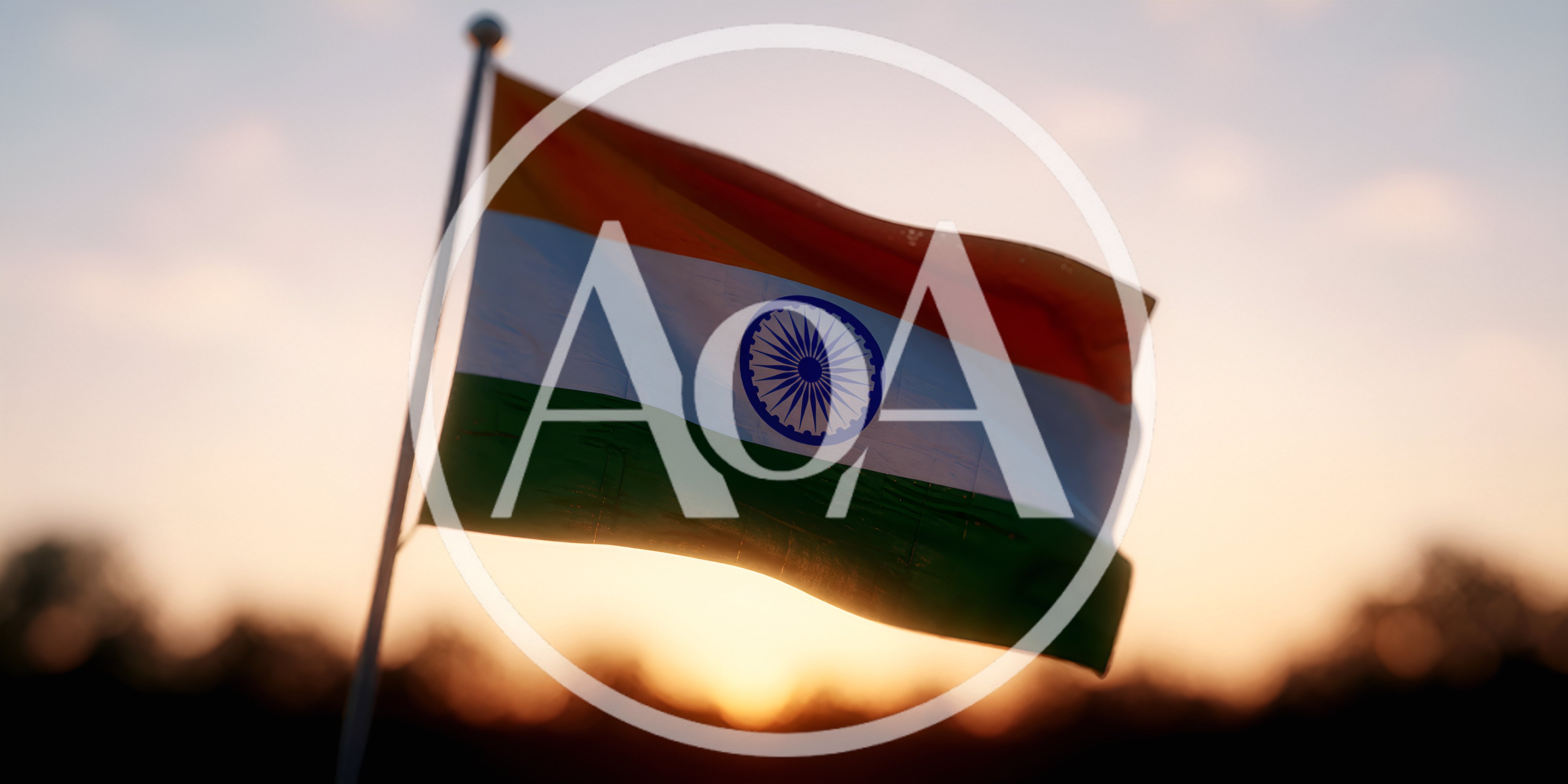 Indian National Flag Waving Against Sunset Sky