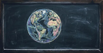 Chalk Drawing Of Earth On A Blackboard
