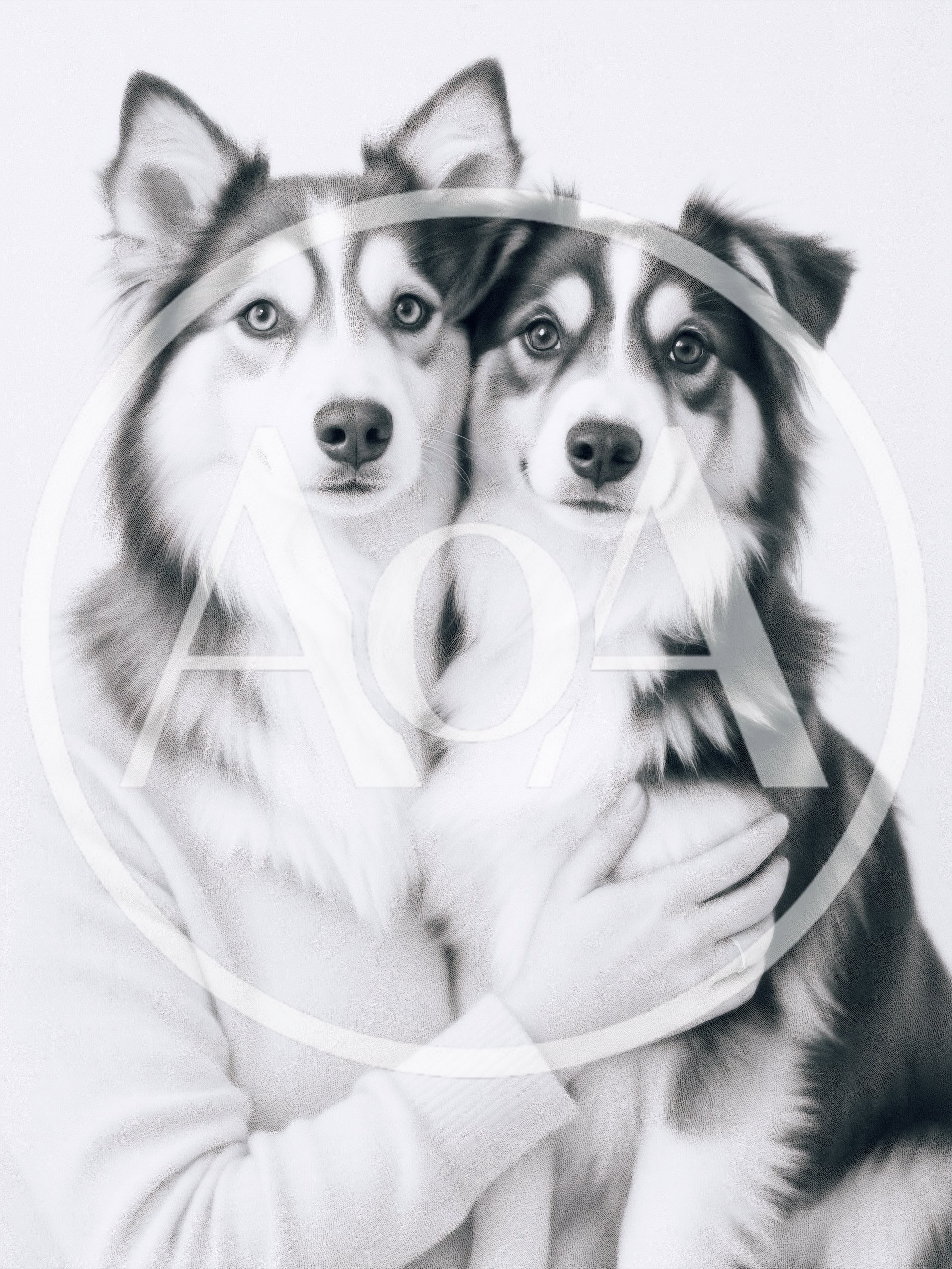 Person Holding Two Dogs In Studio Portrait