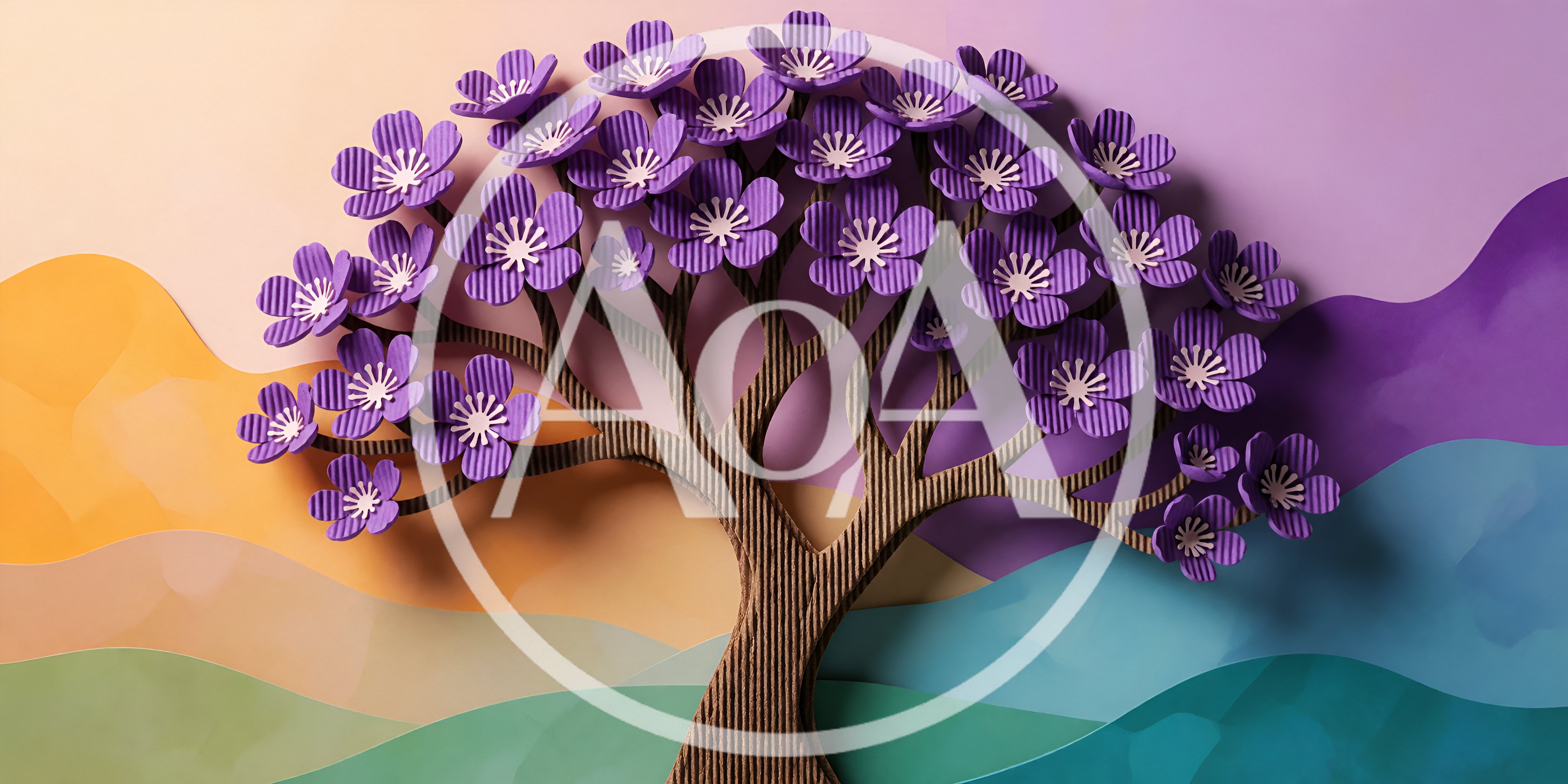 Paper Craft Tree With Purple Blossoms