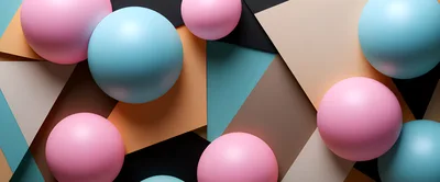 Abstract 3D Composition With Pink And Blue Spheres