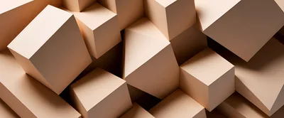Abstract 3D Rendered Beige Geometric Cubes