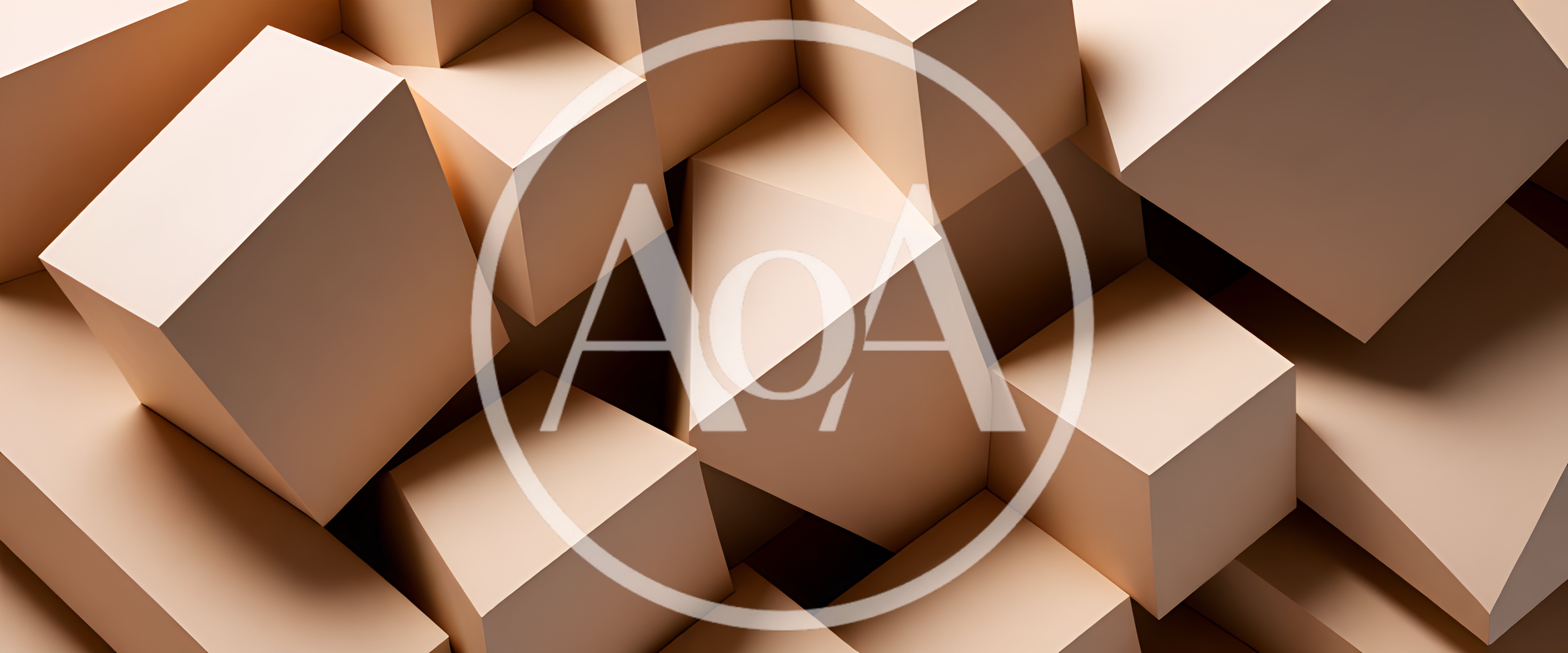 Abstract 3D Rendered Beige Geometric Cubes