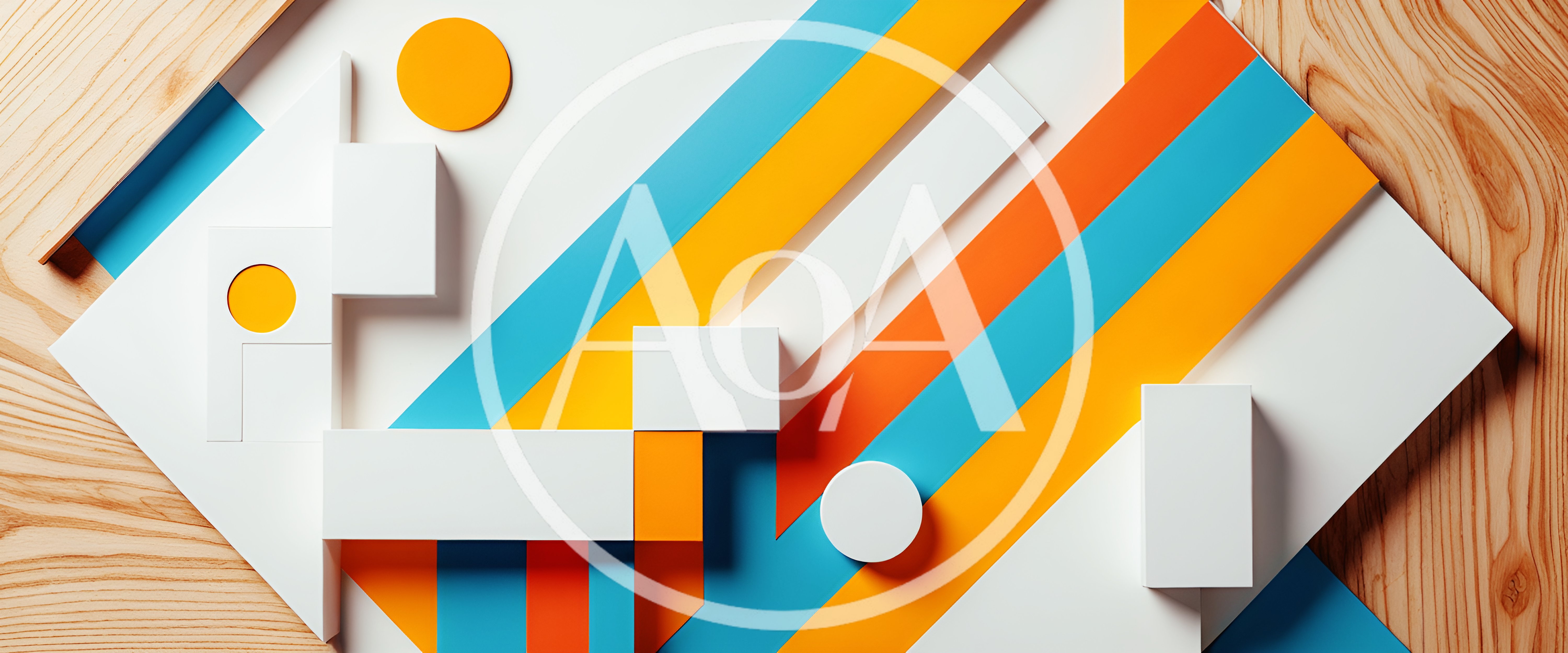 Abstract Geometric Composition With Colorful Stripes And Blocks