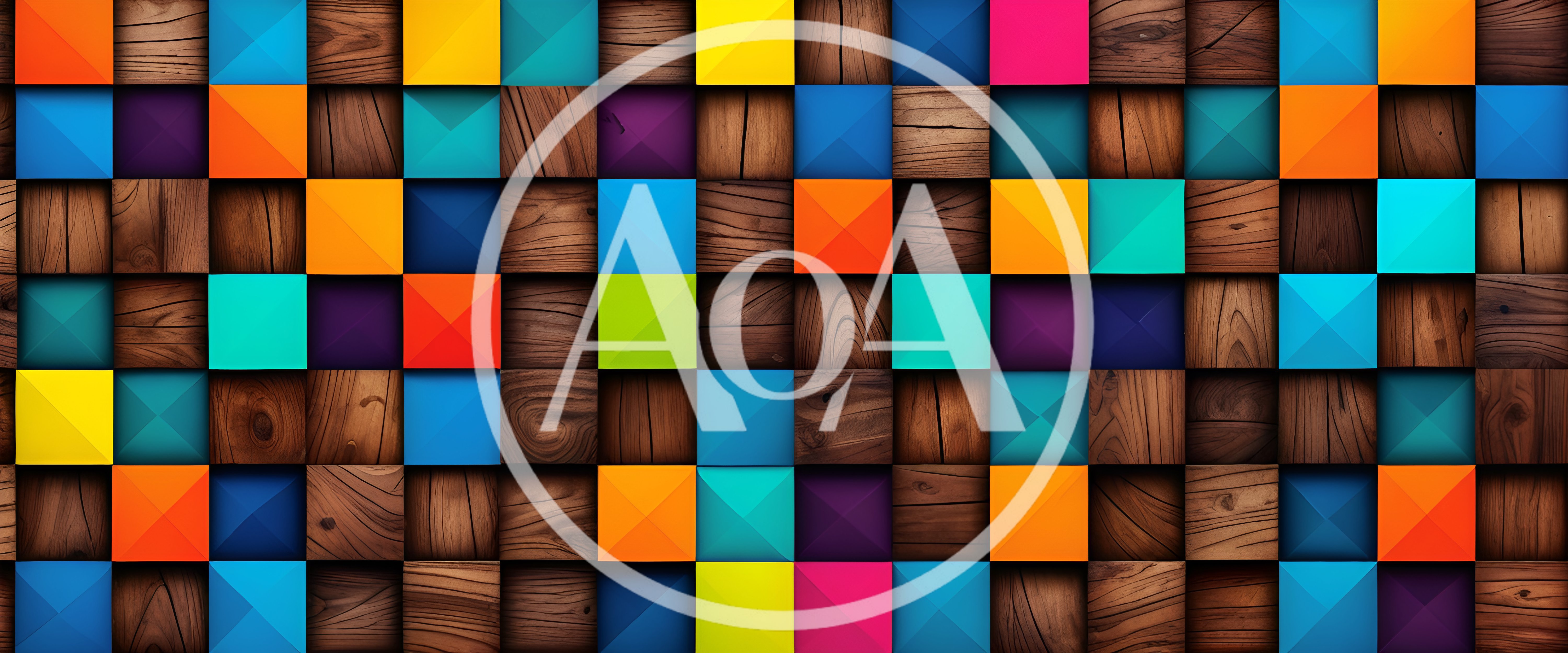 Abstract Geometric Wall With Colorful Wooden Blocks
