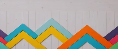 Colorful Zigzag Wooden Planks On White Wall