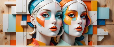 Abstract Cubist Portraits Of Two Women