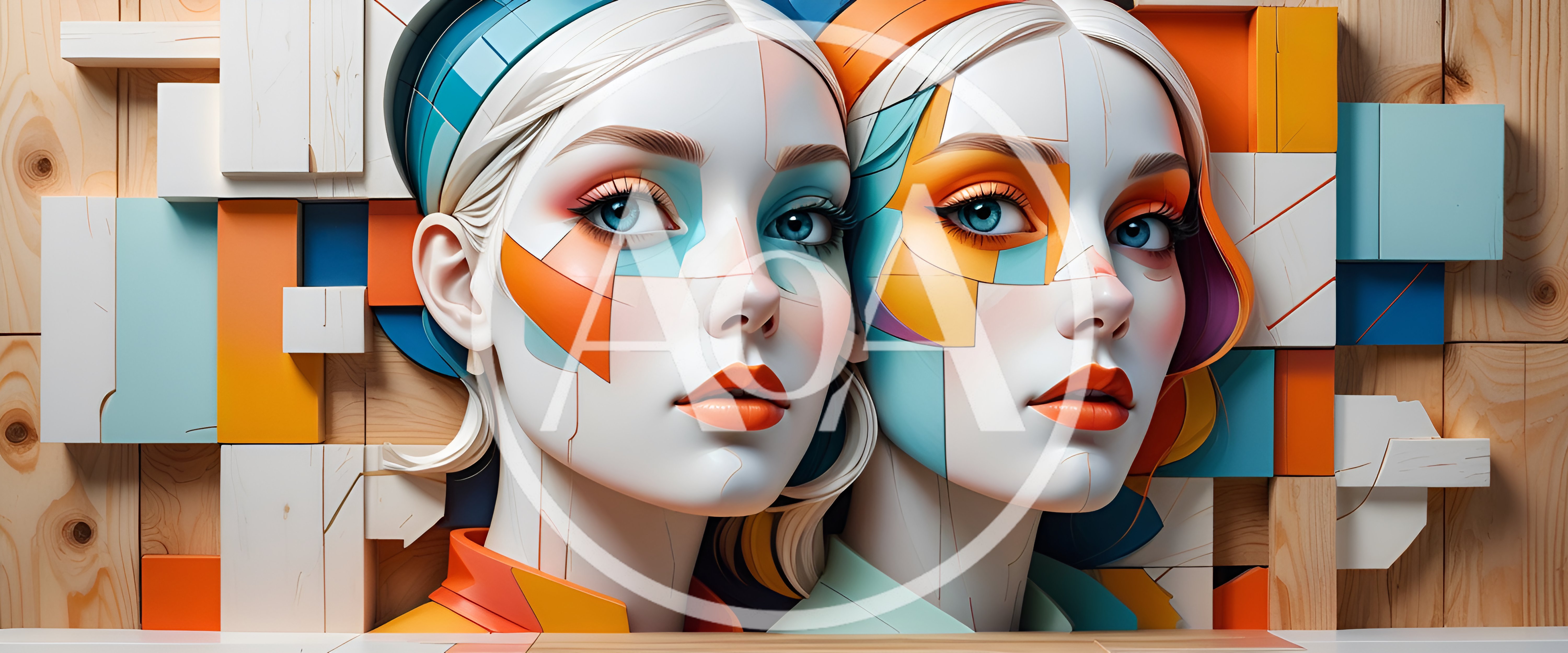 Abstract Cubist Portraits Of Two Women