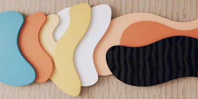 Abstract Layered Organic Shapes On Wooden Background