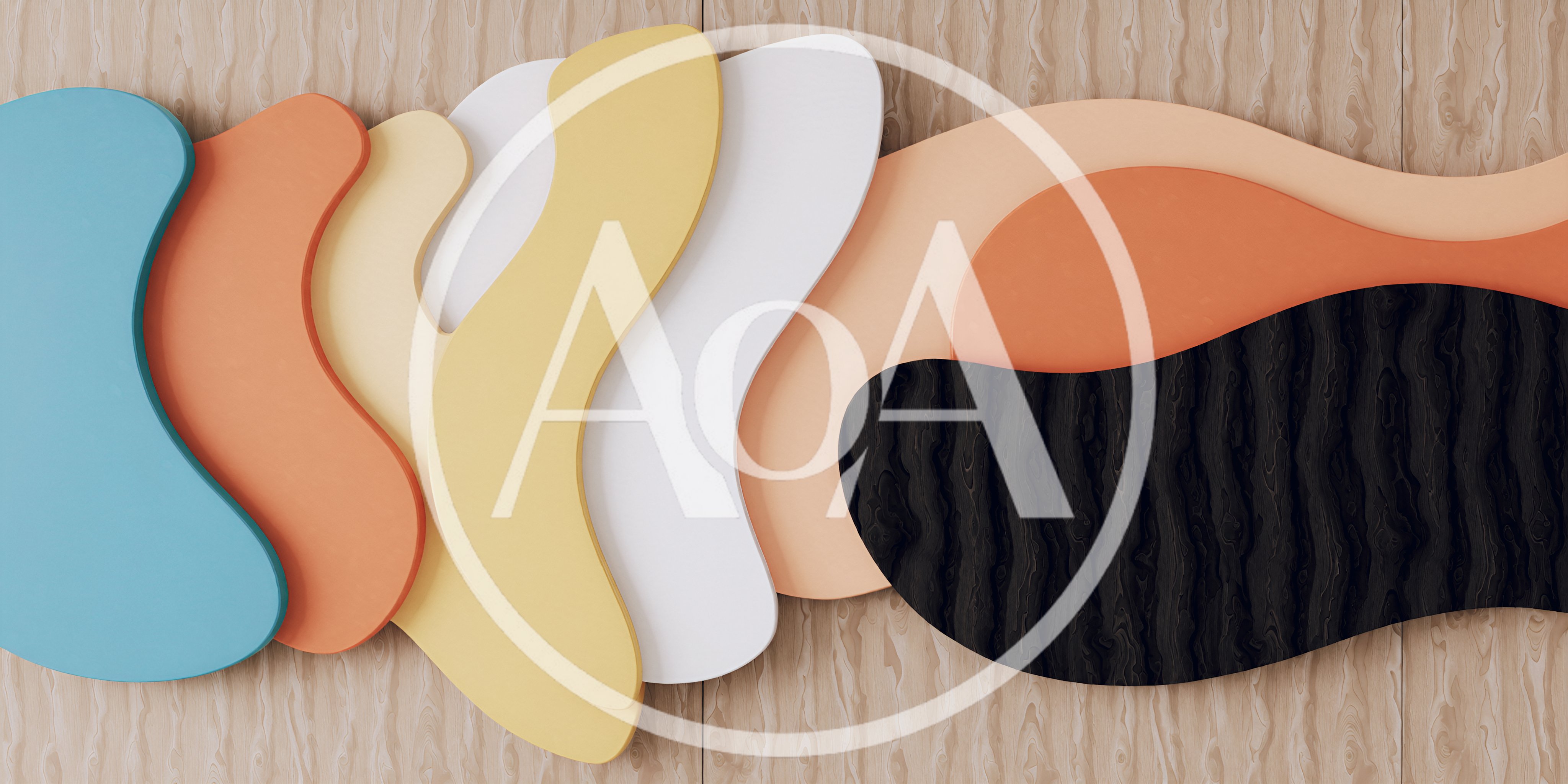 Abstract Layered Organic Shapes On Wooden Background