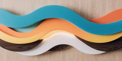Abstract Wavy Layers With Colorful Geometric Shapes