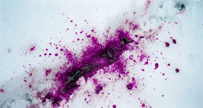 Vibrant Purple Liquid Spilled On Fresh White Snow