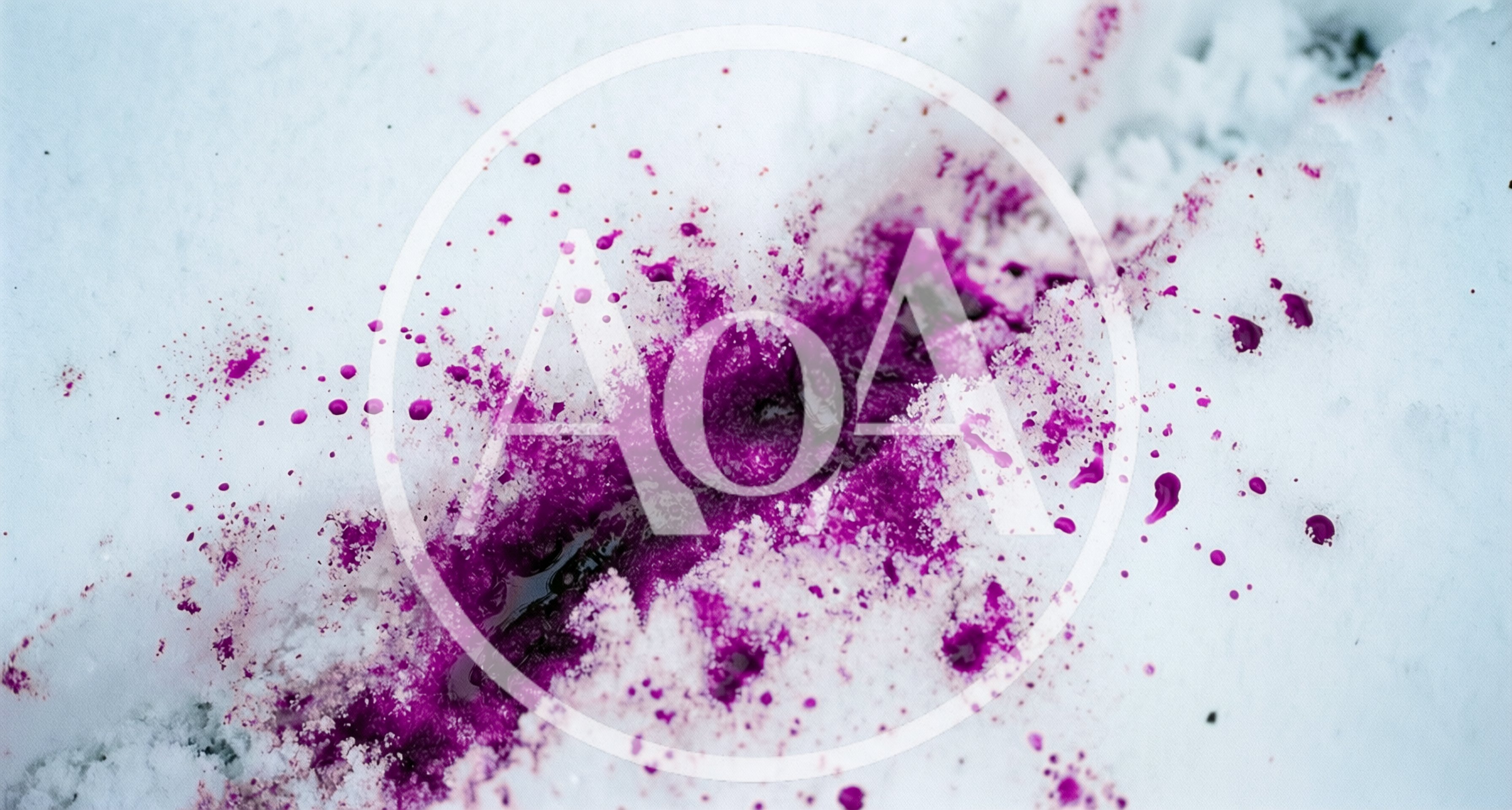 Vibrant Purple Liquid Spilled On Fresh White Snow