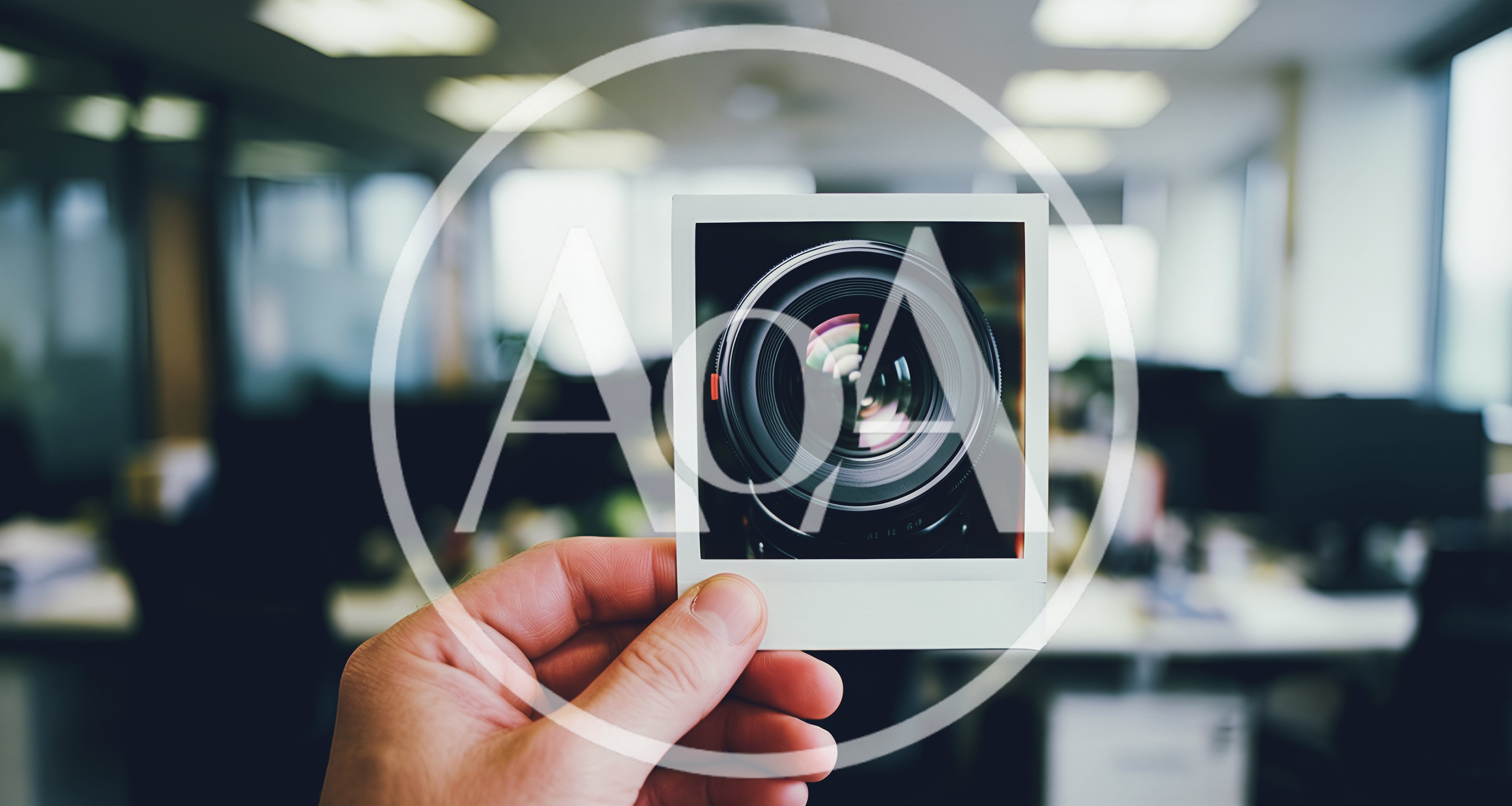 Hand Holding A Polaroid Photo Of A Camera Lens
