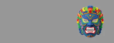 Colorful Tibetan Style Demon Mask 3D Illustration