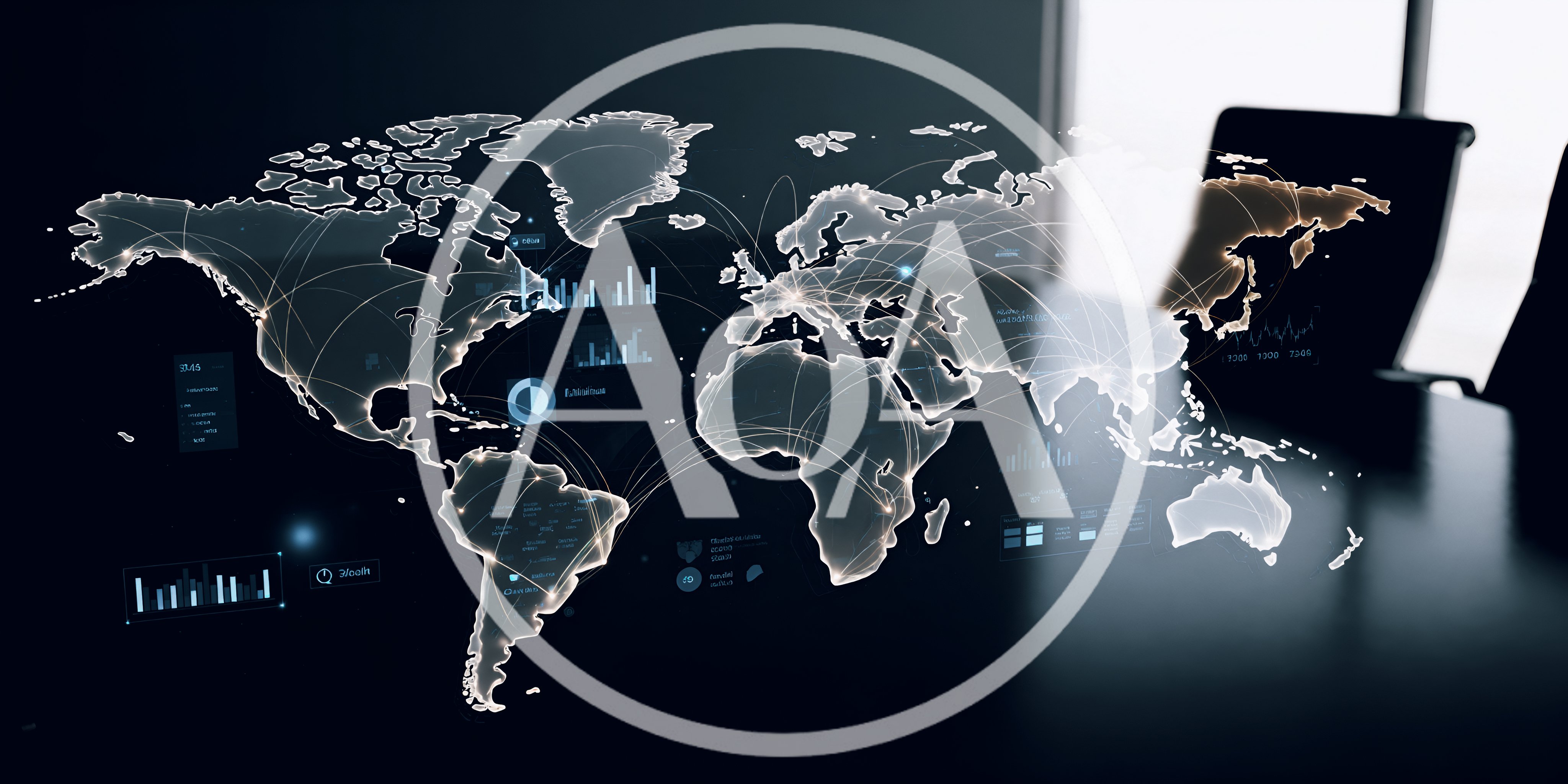 Digital World Map With Global Data Analytics Overlay