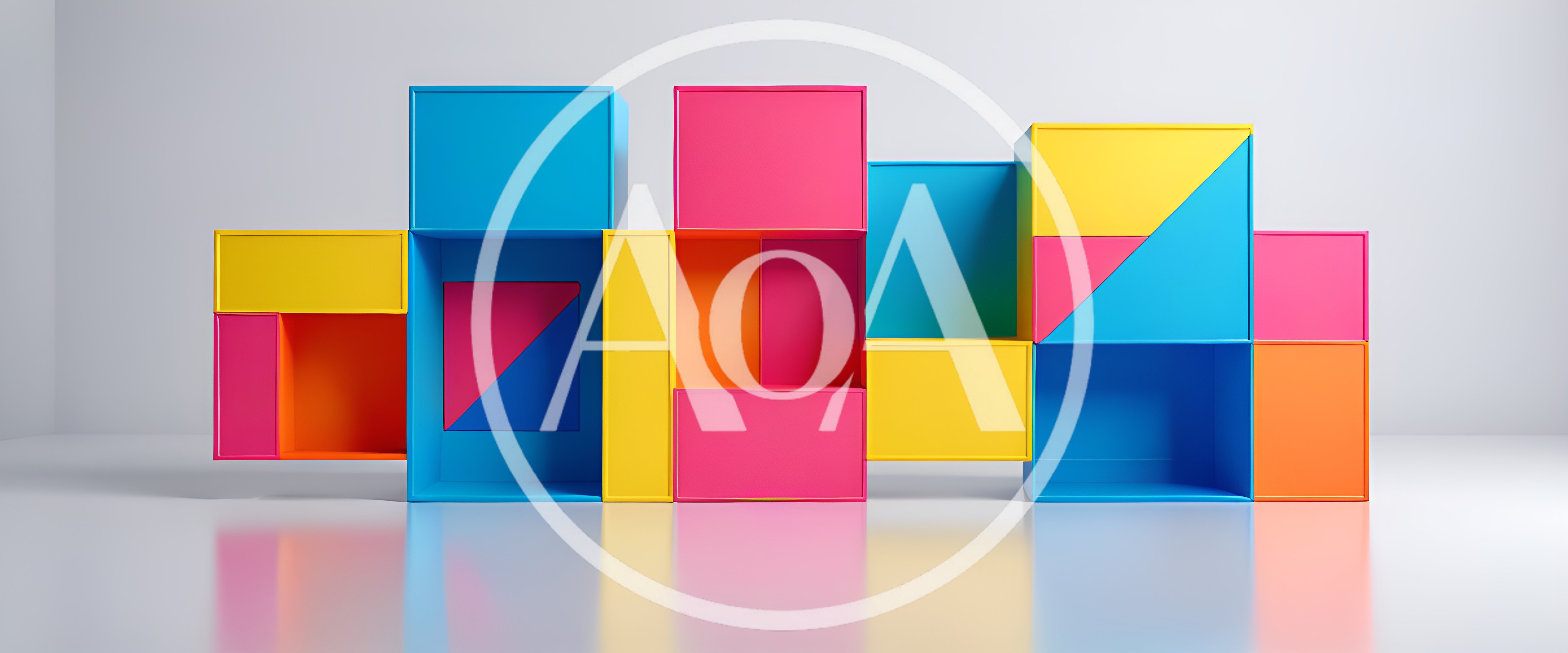Abstract Geometric Shelving Unit With Colorful Modular Cubes