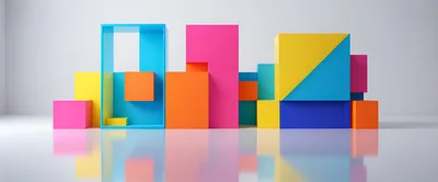 Abstract Geometric Shapes Composition With Vibrant Colors