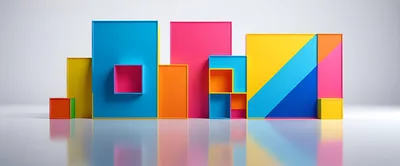 Abstract Geometric 3D Blocks With Vibrant Colors