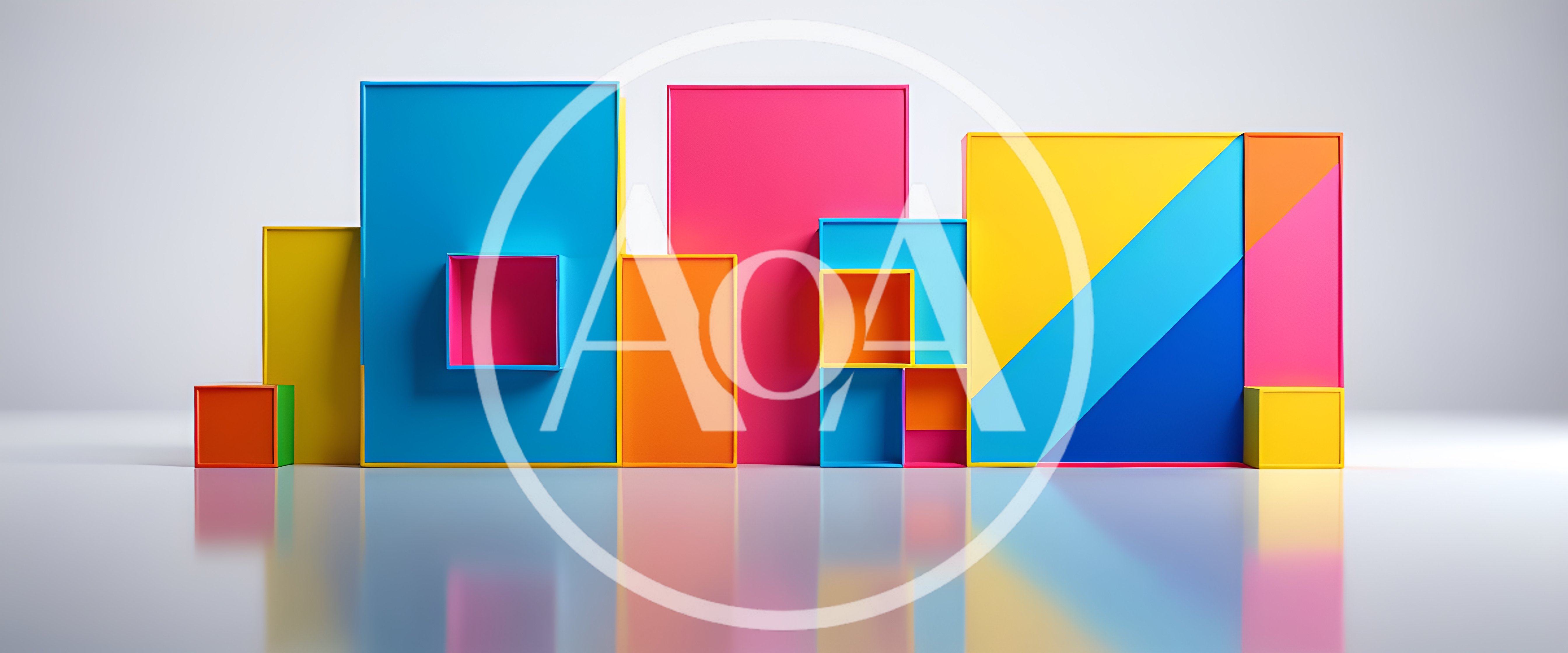 Abstract Geometric 3D Blocks With Vibrant Colors