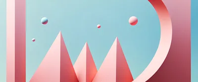 Abstract 3D Pink Pyramids and Floating Spheres