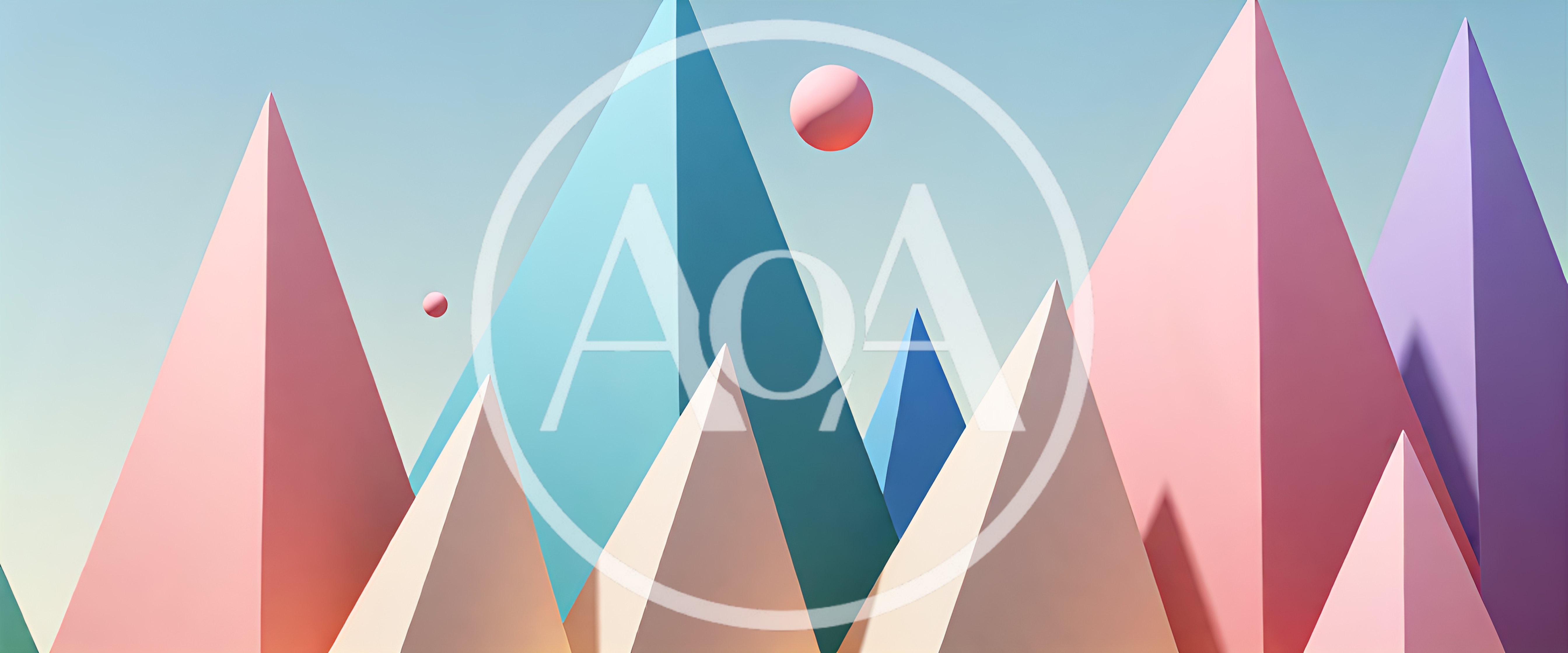 Abstract 3D Geometric Mountain Landscape With Floating Spheres