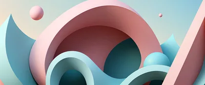 Abstract 3D Geometric Shapes In Pastel Colors