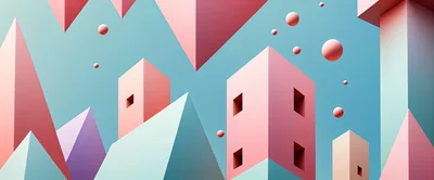 Abstract Geometric 3D Shapes With Floating Spheres