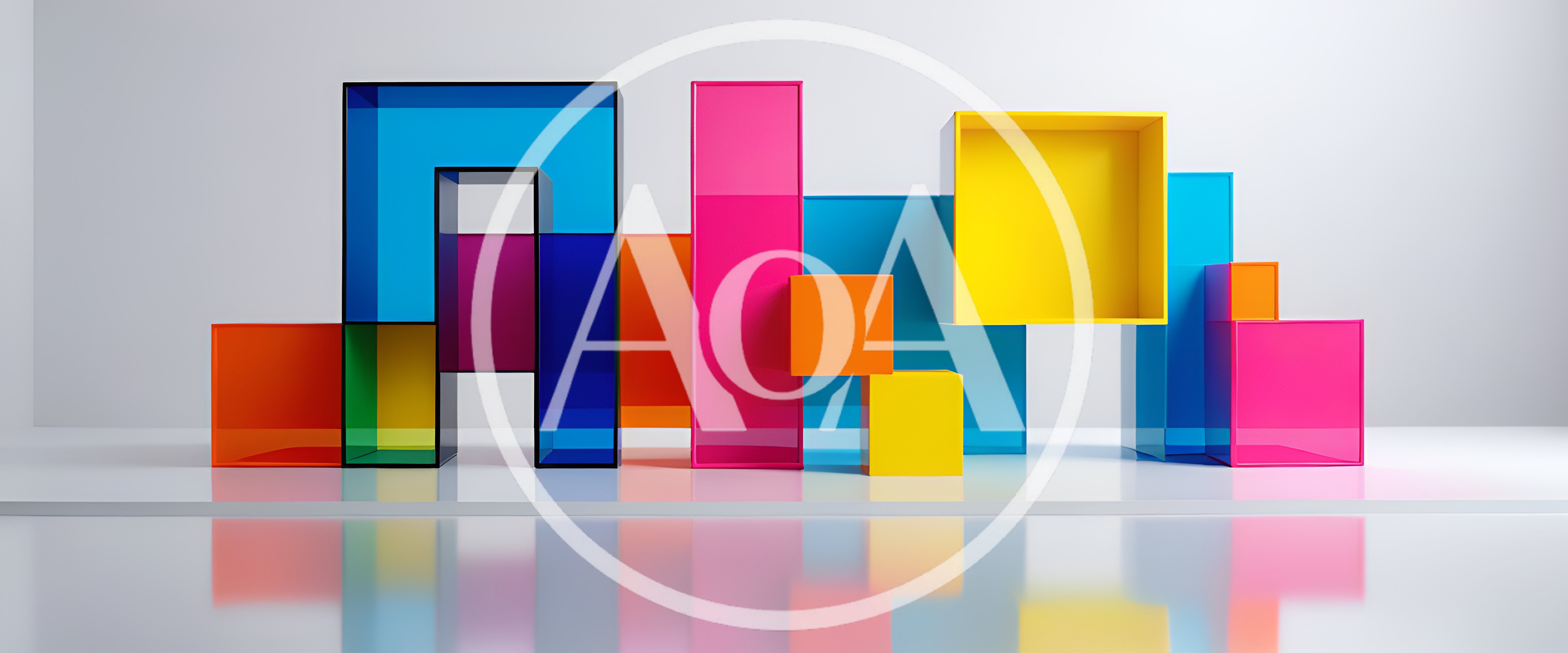 Abstract Geometric Composition Of Colorful Translucent Cubes