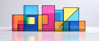 Abstract Geometric Glass Blocks With Vibrant Colors