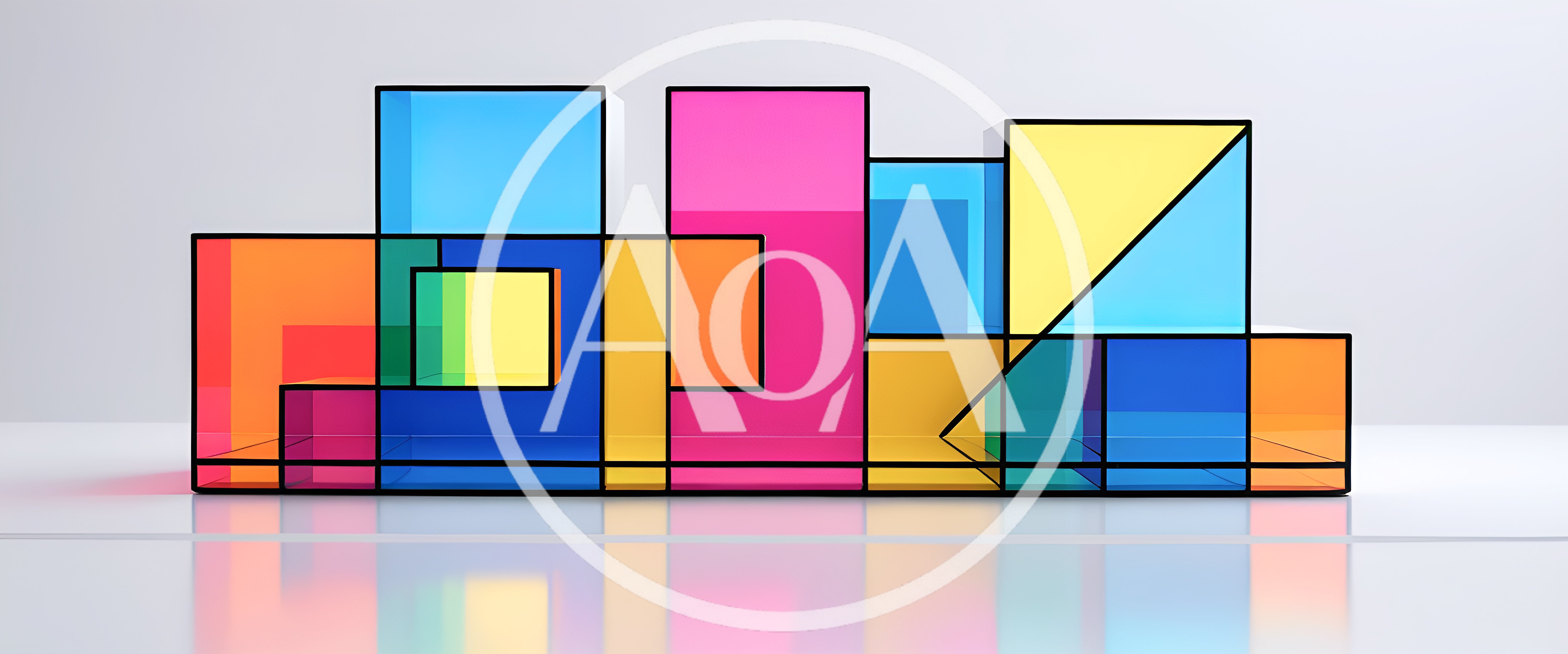 Abstract Geometric Glass Blocks With Vibrant Colors