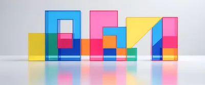 Abstract Geometric Glass Blocks On White Background